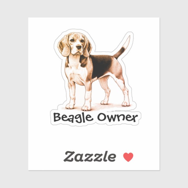 Pegatina Mascota Beagle Marrón Personalizar (Hoja)