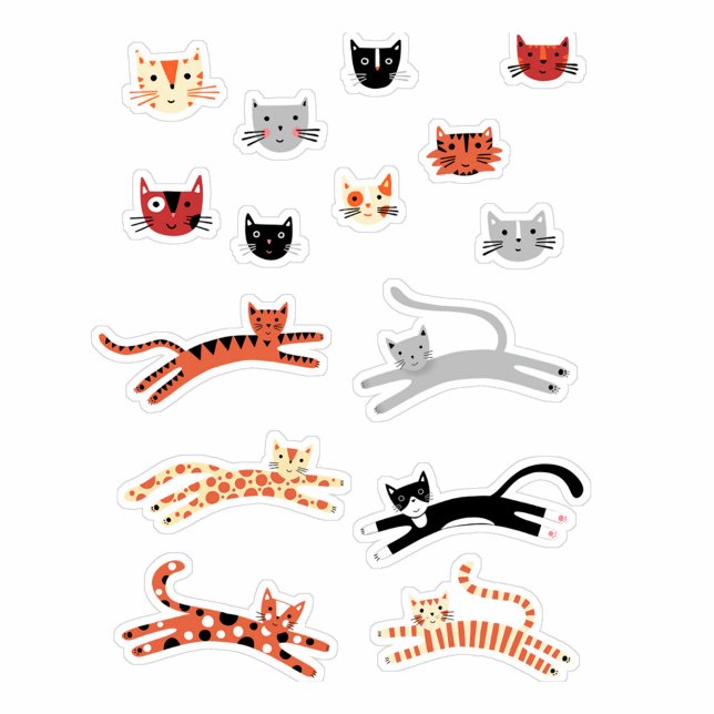 Pegatina Mascota de gato kitsch (Fun cat stickers)