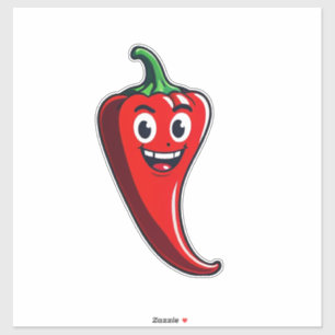 Pegatina Mascota de pimiento de fuego de dibujos animados c