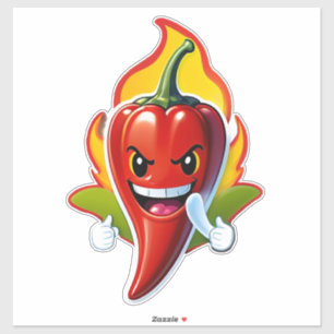 Pegatina Mascota de pimiento de fuego de dibujos animados c