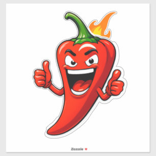 Pegatina Mascota de pimiento de fuego de dibujos animados c