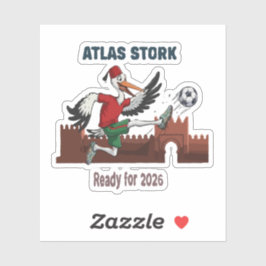 Pegatina Mascota Deportiva Fútbol Atlas Stork Marruecos 202