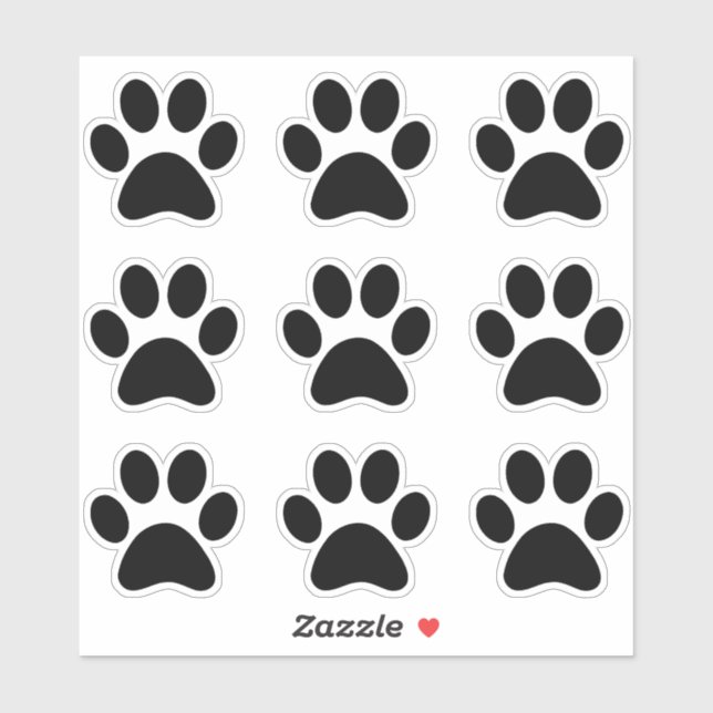 Pegatina Mascota lindo Black Paw Print Dog Cat (Hoja)