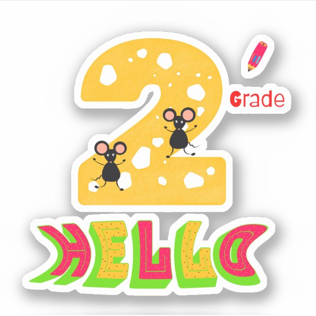 Pegatina Mascotas graciosas de segundo grado (Anverso)