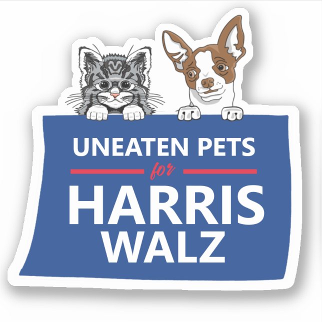 Pegatina Mascotas no utilizados para Harris Walz (Anverso)