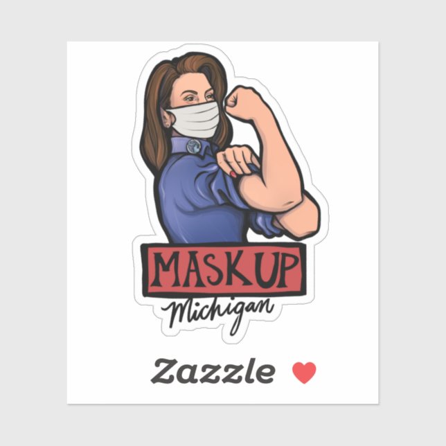 Pegatina Mask Up Michigan Gretchen Whitmer Michigander (Hoja)