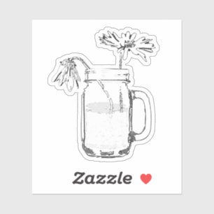 Pegatina mason jar daisies