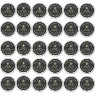 Pegatina Mason Jar Lid Vinyl Regular De 2" Miel Negro