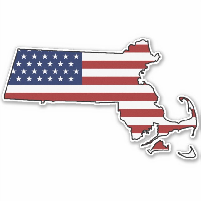 Pegatina Massachusetts, bandera de Estados Unidos (Anverso)