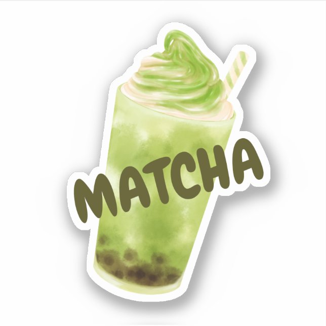 Pegatina Matcha boba green tea (Anverso)