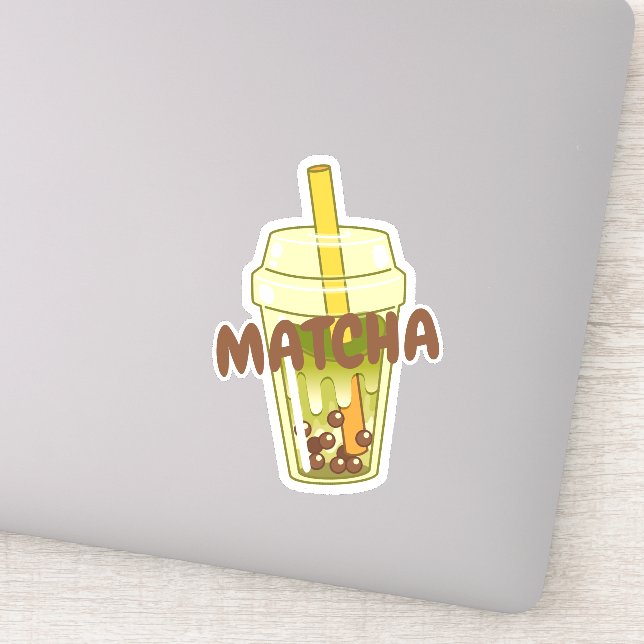 Pegatina Matcha boba green tea (Detalle)