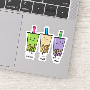Pegatina Matcha boba té leche bebida verde Taro tapioca Jap