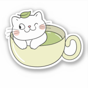 Pegatina Matcha boba té verde, gato matcha