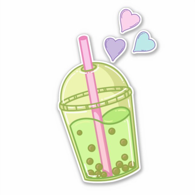 Pegatina Matcha boba té verde, matcha (Anverso)