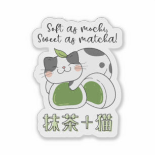 Pegatina Matcha Green Tea Mochi Cat Kawaii