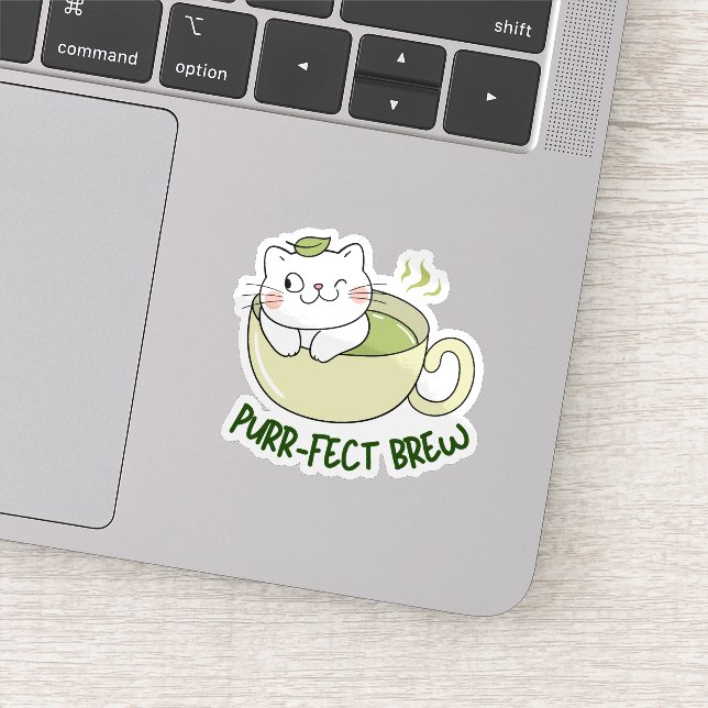 Pegatina Matcha Purrfect Brew Cat (Detalle)