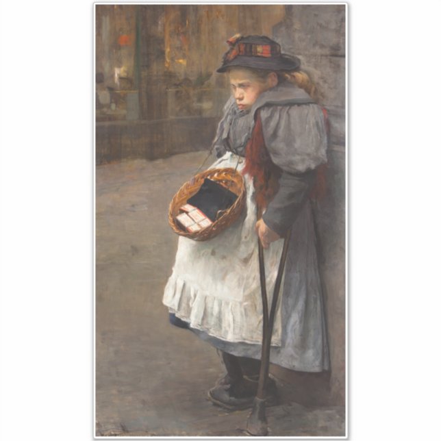 Pegatina Matchstick Chica Pobre Calle Urchin Pobreza Urbana (Anverso)