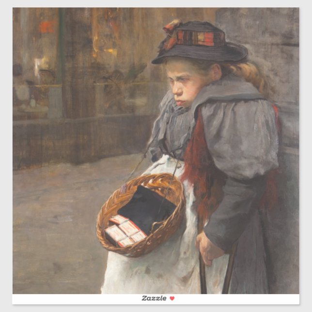 Pegatina Matchstick Chica Pobre Calle Urchin Pobreza Urbana (Hoja)