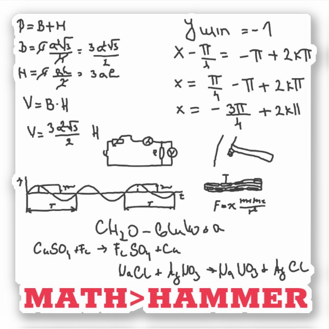 Pegatina Matemáticas de ecuaciones matemáticas complicadas  (Anverso)