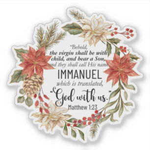 Pegatina Mateo 1:23 Immanuel Dios con nosotros Navidades Fl
