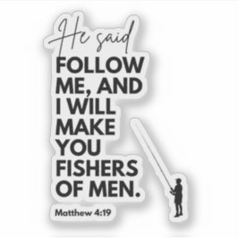 Pegatina Mateo 4:19 Pescadores de Hombres Versículo Bíblico