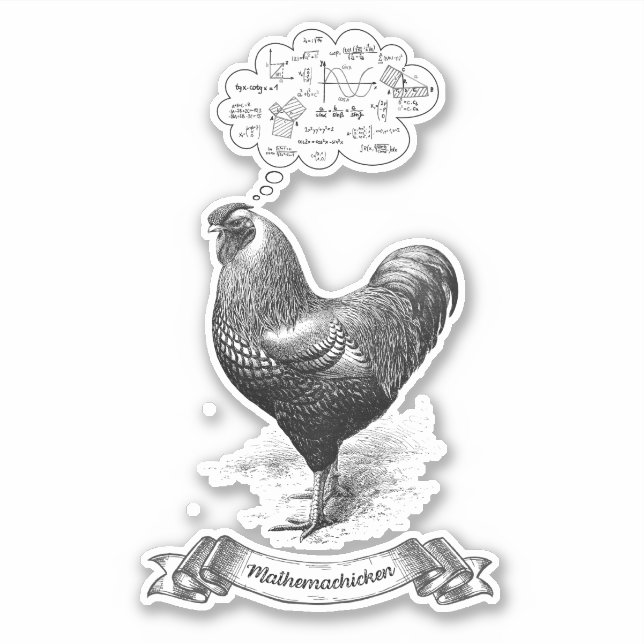 Pegatina Mathemachicken Funny Math Chicken Pun Chiste (Anverso)