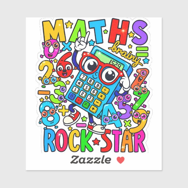 Pegatina Maths Rock Star Sticker for Kids UK (Hoja)