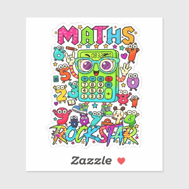 Pegatina Maths Rockstar Cute Numbers Sticker for Kids (Hoja)