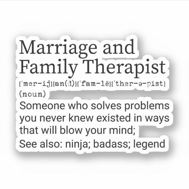 Pegatina Matrimonio divertido y definición terapéutica fami (Anverso)