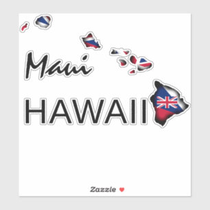 Pegatina MAUI - ISLAS HAWAII Bandera HI BLK