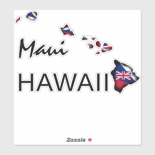 Pegatina MAUI - ISLAS HAWAII Bandera HI BLK (Hoja)