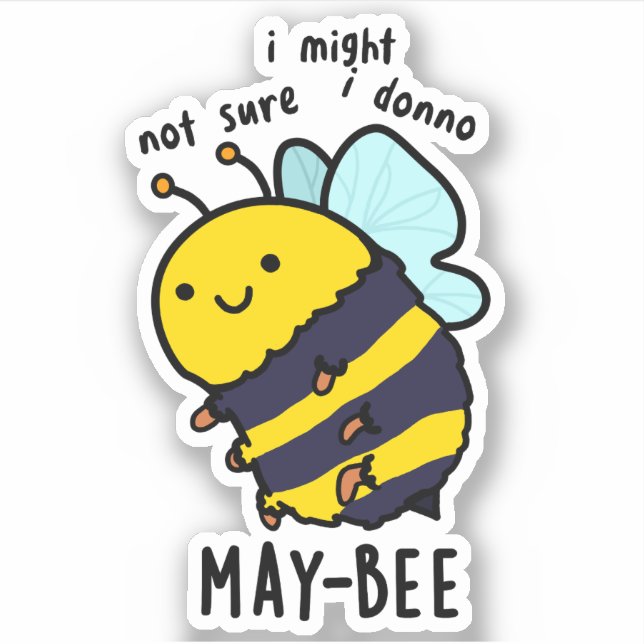 Pegatina May-bee Funny Insect Bee Pun (Anverso)