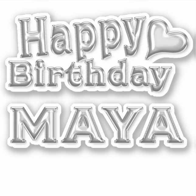 Pegatina Maya Happy Birthday silver Aufkleber Sticker (Anverso)
