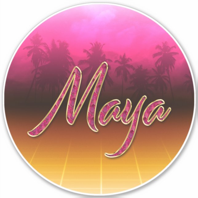 Pegatina Maya Vorname Name golden pink Aufkleber Sticker (Anverso)