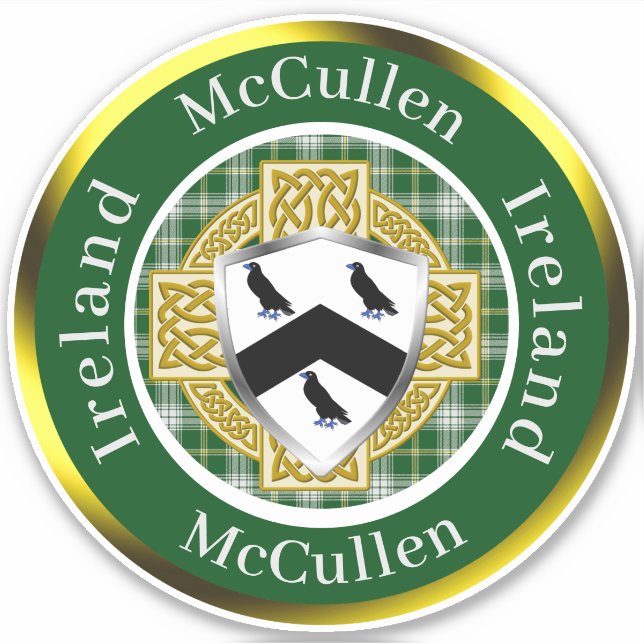 Pegatina McCullen Shield y Celtic Cross Personalizado (Anverso)