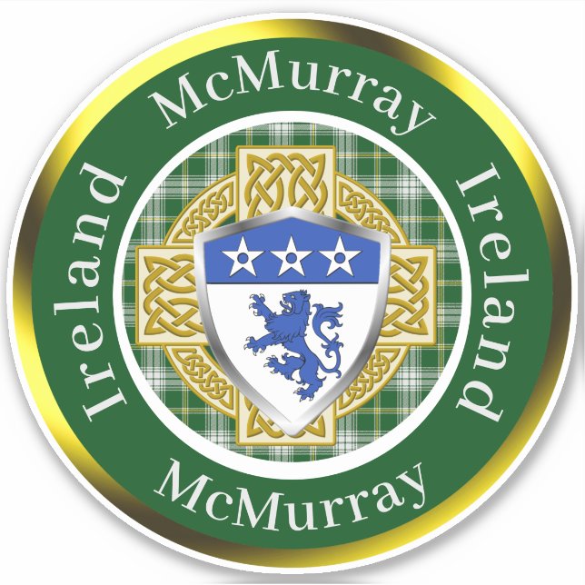 Pegatina McMurray Shield & Celtic Cross Personalizado (Anverso)