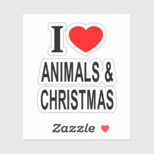Pegatina Me ❤️ ANIMALES & NAVIDAD AMO LOS ANIMALES & VINILO