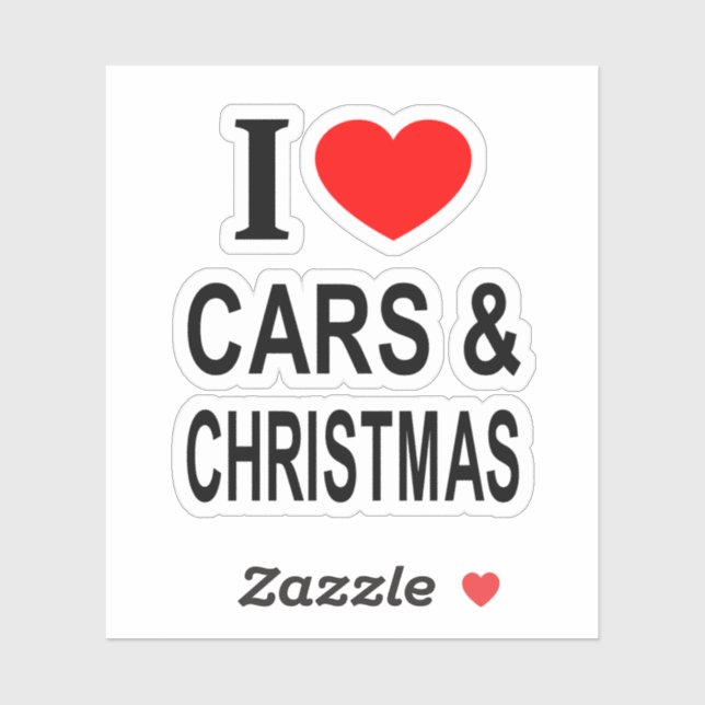 Pegatina Me ❤️ COCHES & NAVIDAD AMO COCHES & NAVIDAD Vinyl (Hoja)