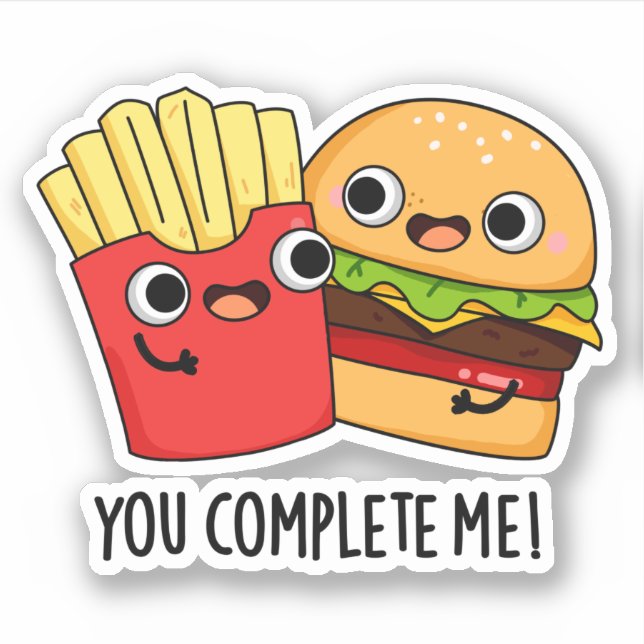 Pegatina Me Completaste Funny Burger Fries Pun (Anverso)
