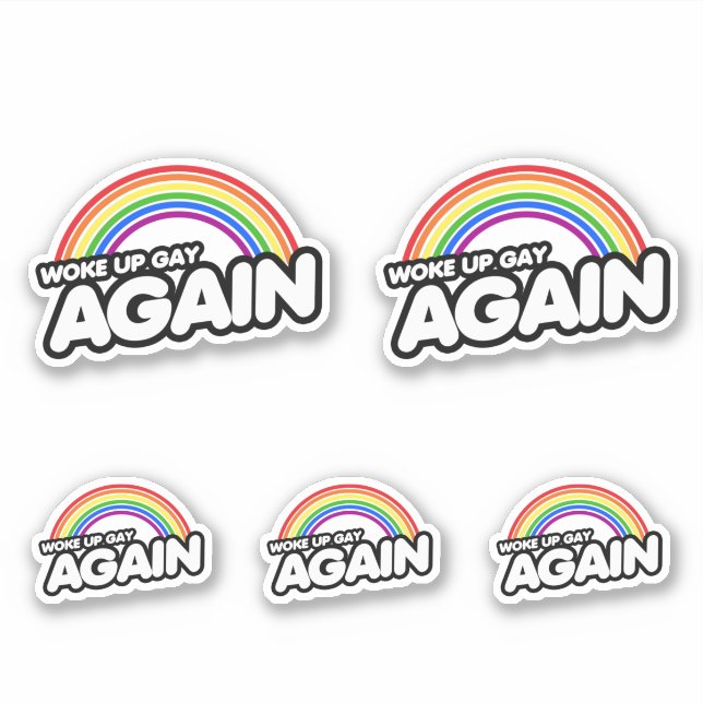 Pegatina Me desperté gay de nuevo (Anverso)