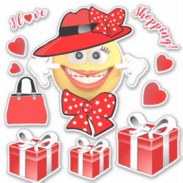 Pegatina Me encanta comprar Emoji de moda sonriente