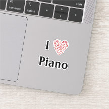 Me encanta el corazón rojo del piano de notas musi