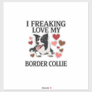 Pegatina Me Encanta el Perro Border Collie Corazones_1