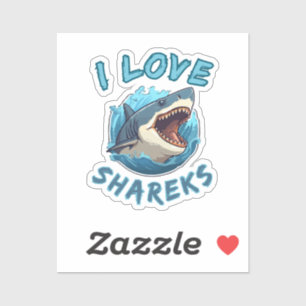 Pegatina Me encanta el pescador de tiburones