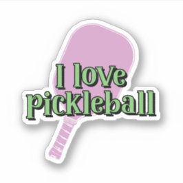 Pegatina Me encanta el pickleball en la tipografía verde re