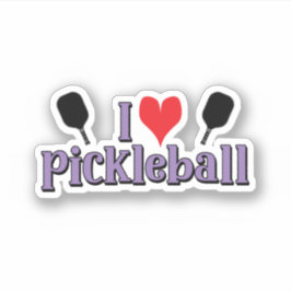 Pegatina Me encanta el pickleball Púrpura Pickleball Paddle