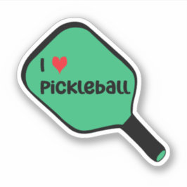 Pegatina Me encanta el pickleball Text on Green Pickleball 