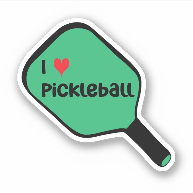 Pegatina Me encanta el pickleball Text on Green Pickleball  (Anverso)