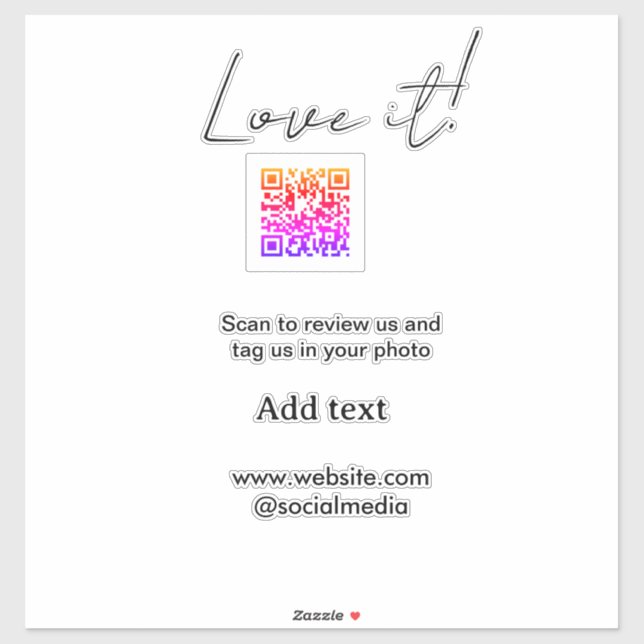 Pegatina Me encanta escanear código QR revisar compartir fo (Hoja)