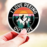 Pegatina Me Encanta Estar Fuera Del Vinyl Funny<br><div class="desc">¡Acepta tu amor por la naturaleza y, bueno, mira afuera con este pegatina gracioso! Con un paisaje montañoso pintoresco y la audaz declaración "I Love Peeing Outside", este pegatina es perfecto para los amantes del aire libre, los acampados, los excursionistas y todo aquel que aprecie un buen baño con vistas....</div>